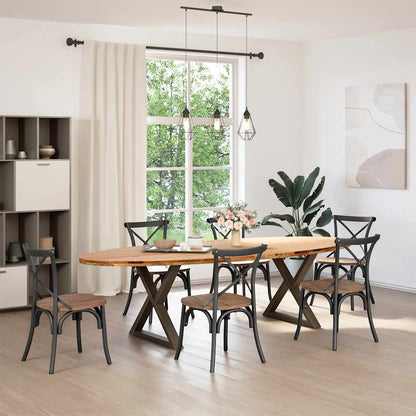 Eettafel 280x120x74 cm ovaal massief eikenhout lichtbruin