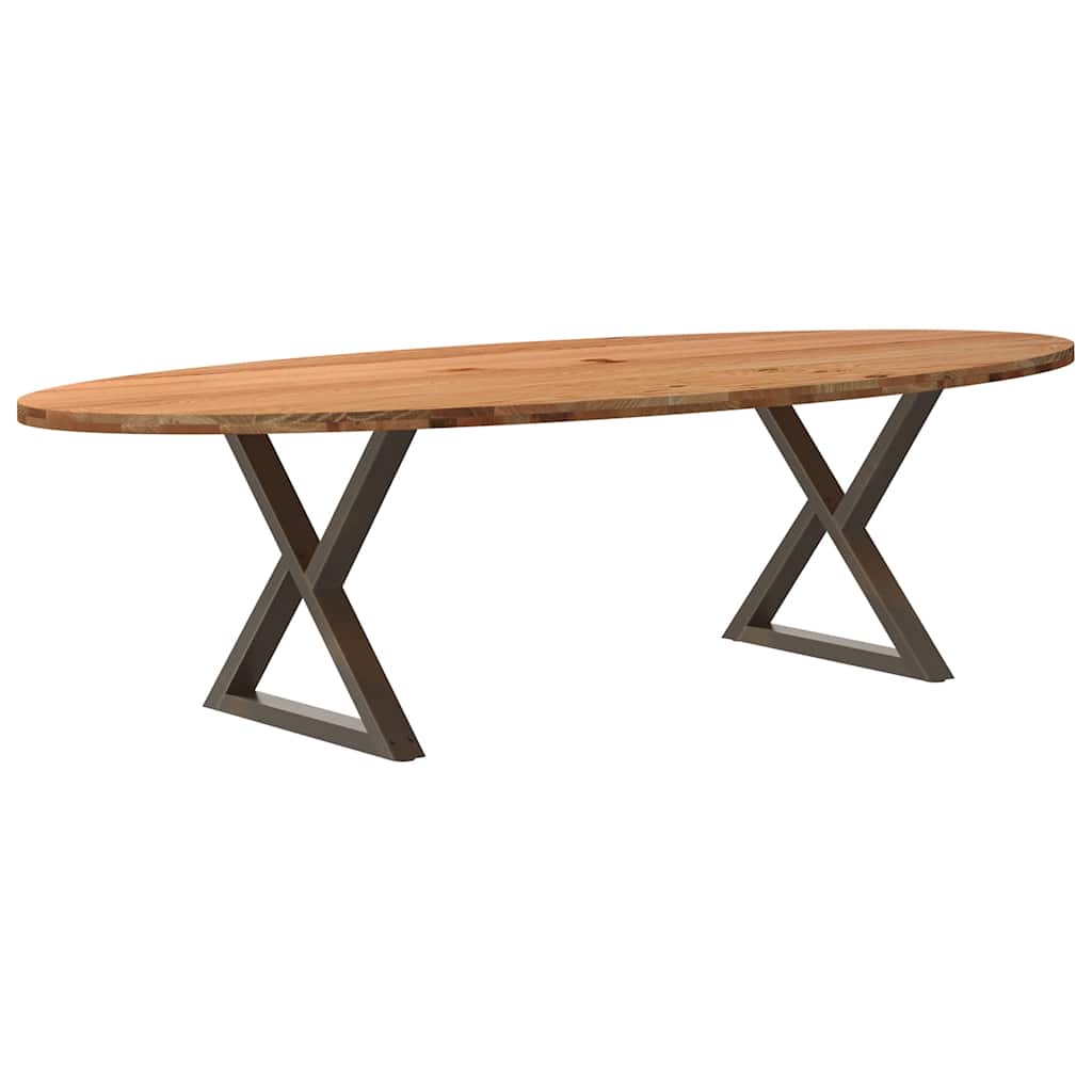 Eettafel 280x120x74 cm ovaal massief eikenhout lichtbruin