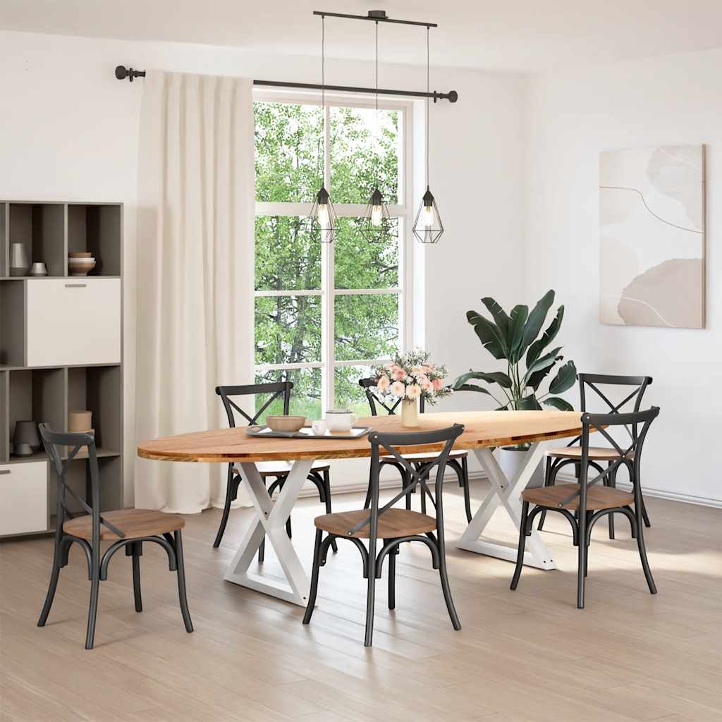 Eettafel 280x120x74 cm ovaal massief eikenhout lichtbruin