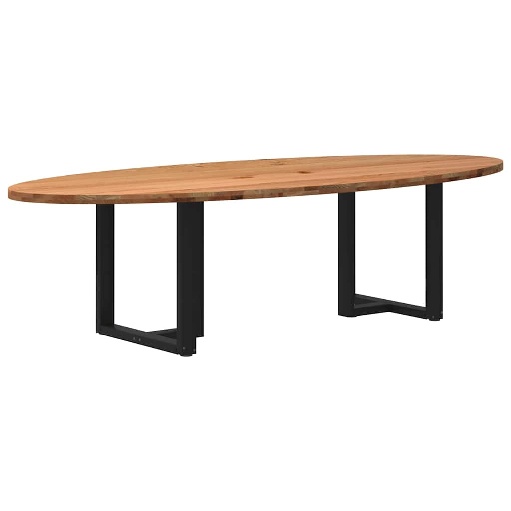 Eettafel 280x120x74 cm ovaal massief eikenhout lichtbruin