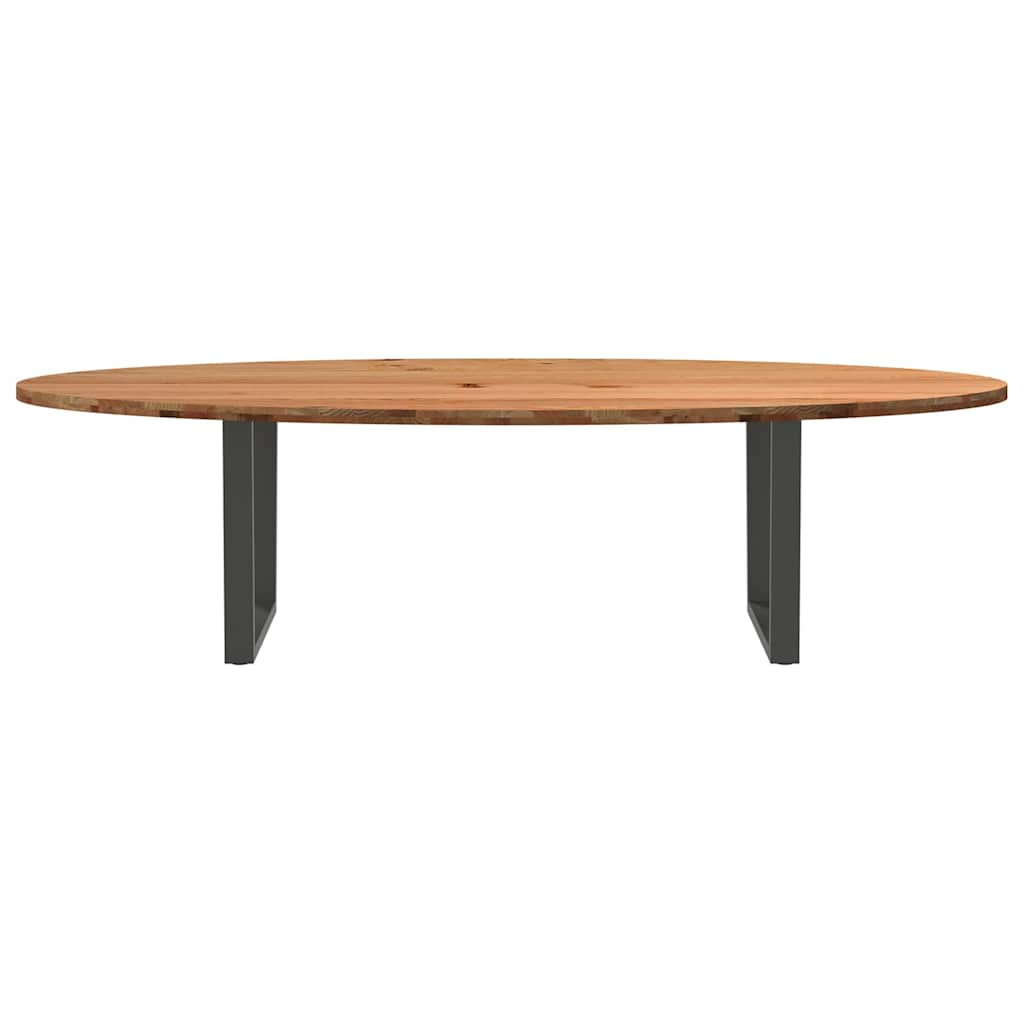 Eettafel 280x120x74 cm ovaal massief eikenhout lichtbruin
