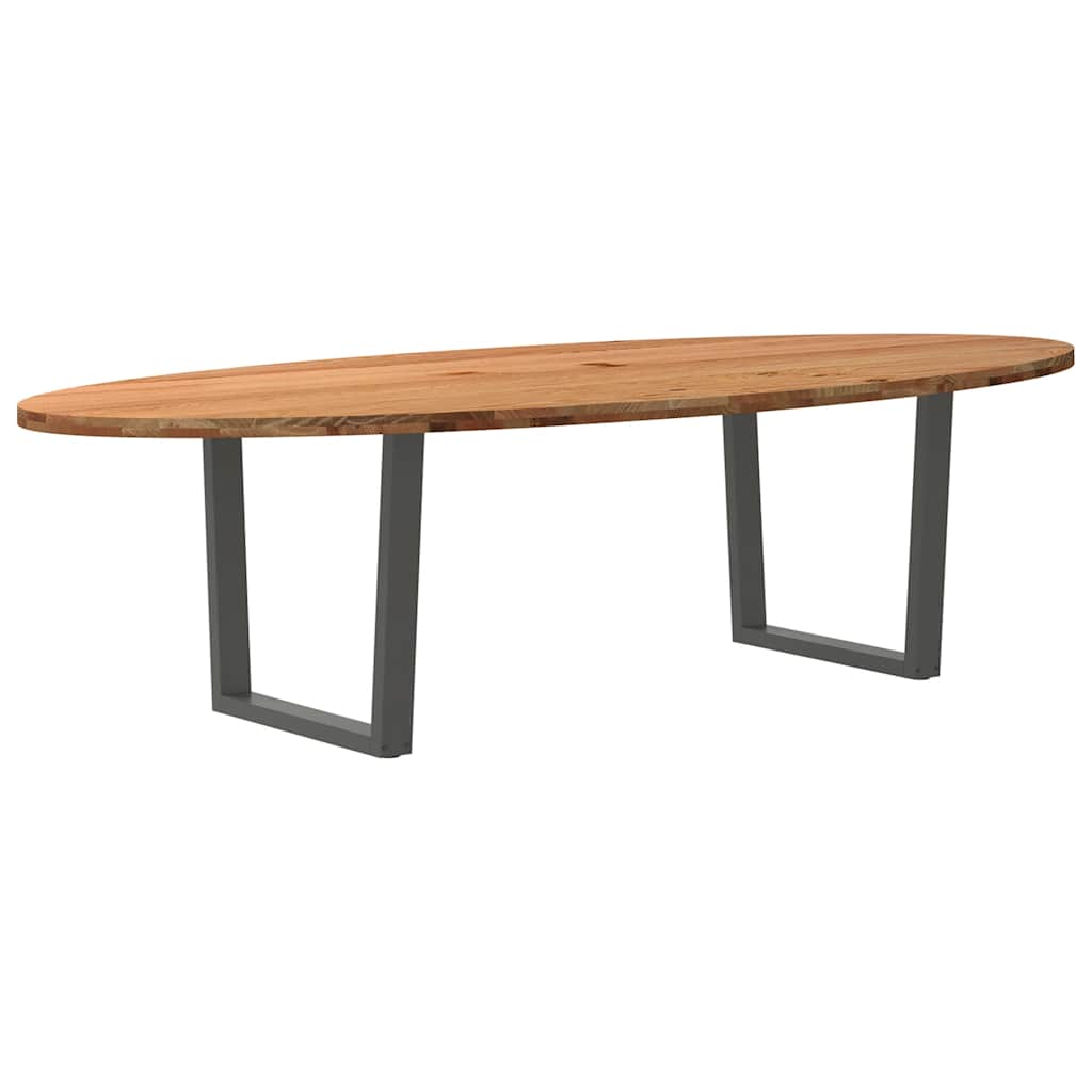 Eettafel 280x120x74 cm ovaal massief eikenhout lichtbruin