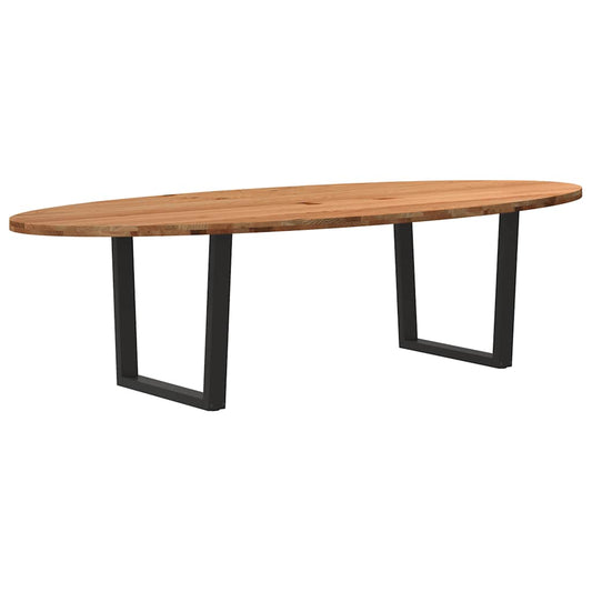 Eettafel 280x120x74 cm ovaal massief eikenhout lichtbruin