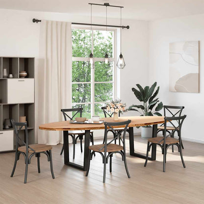 Eettafel 280x120x74 cm ovaal massief eikenhout lichtbruin