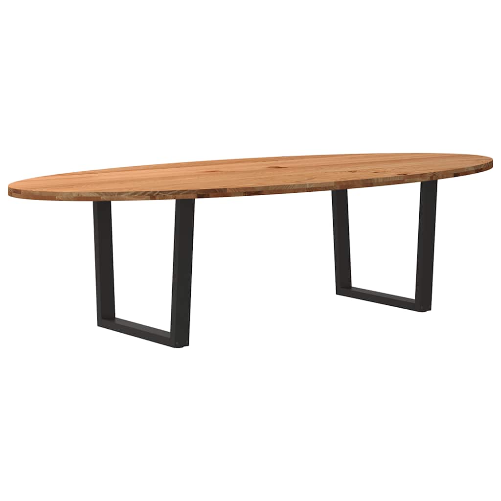 Eettafel 280x120x74 cm ovaal massief eikenhout lichtbruin