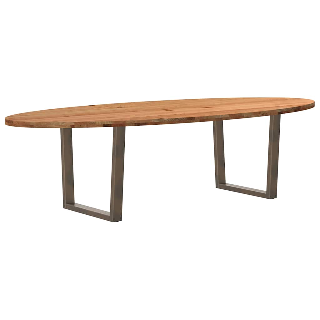Eettafel 280x120x74 cm ovaal massief eikenhout lichtbruin