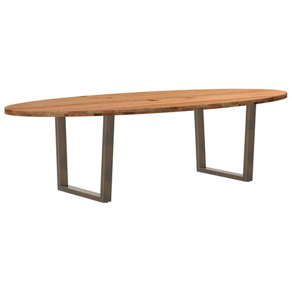 Eettafel 280x120x74 cm ovaal massief eikenhout lichtbruin