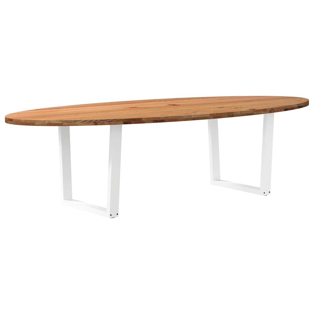 Eettafel 280x120x74 cm ovaal massief eikenhout lichtbruin
