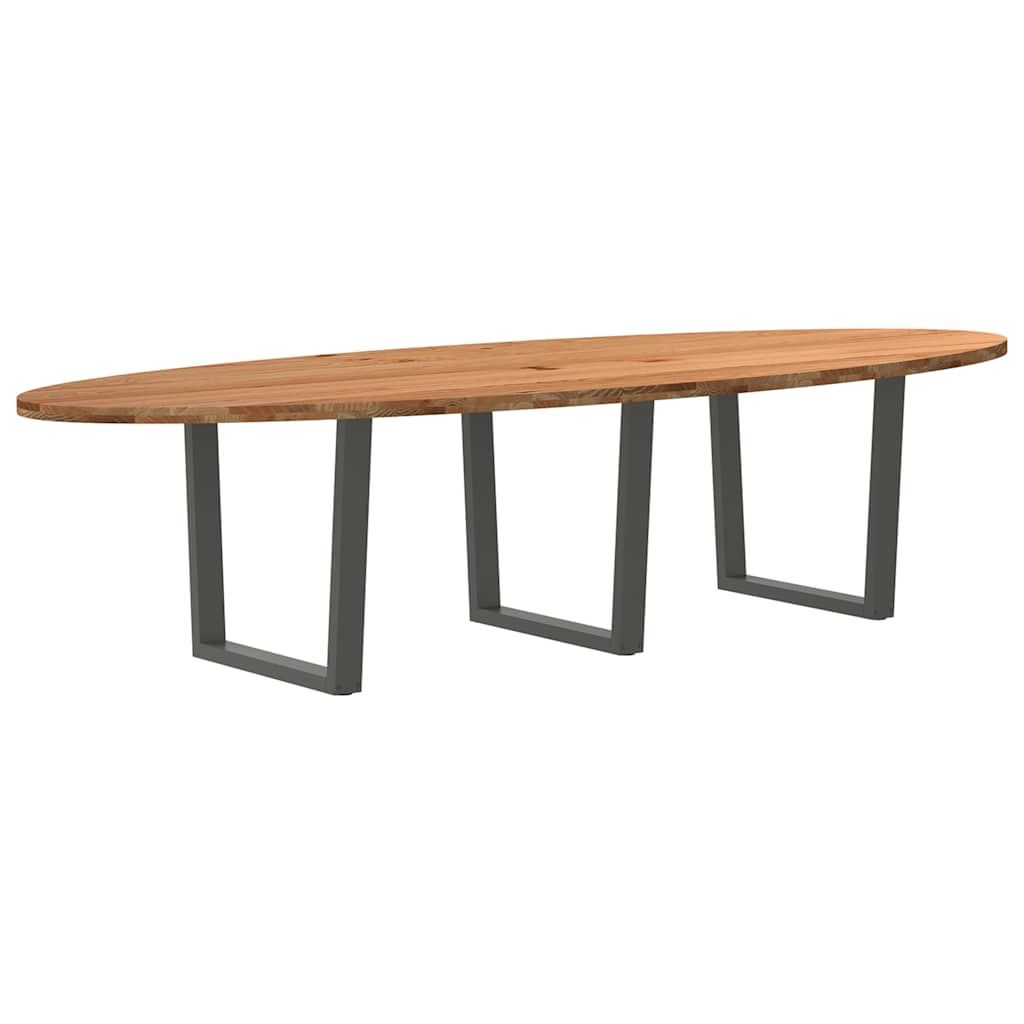 Eettafel 320x120x74 cm ovaal massief eikenhout lichtbruin