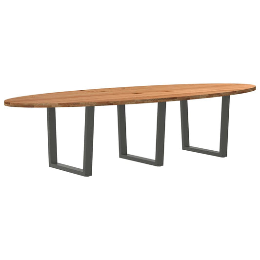 Eettafel 320x120x74 cm ovaal massief eikenhout lichtbruin