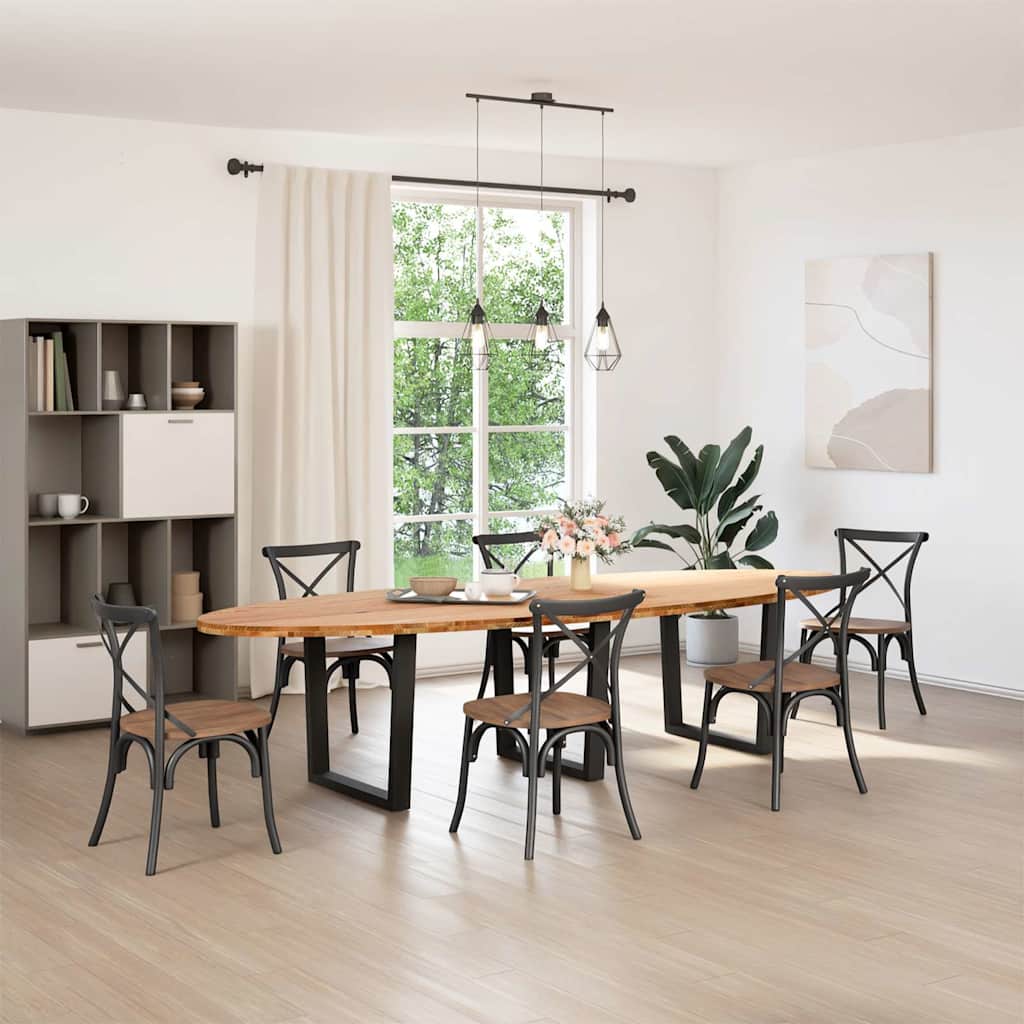 Eettafel 320x120x74 cm ovaal massief eikenhout lichtbruin