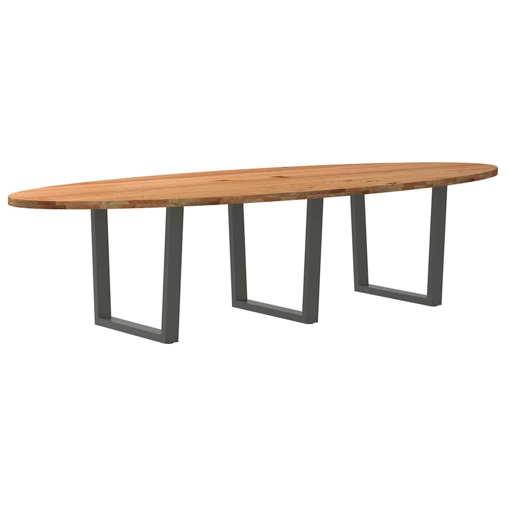 Eettafel 320x120x74 cm ovaal massief eikenhout lichtbruin