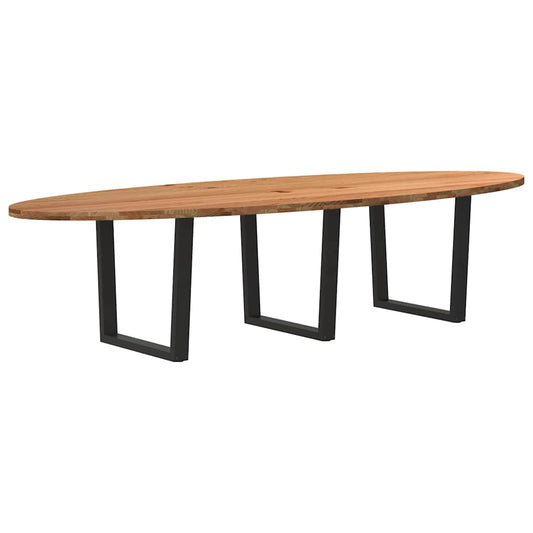 Eettafel 320x120x74 cm ovaal massief eikenhout lichtbruin