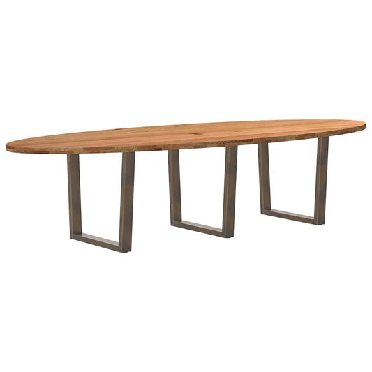 Eettafel 320x120x74 cm ovaal massief eikenhout lichtbruin