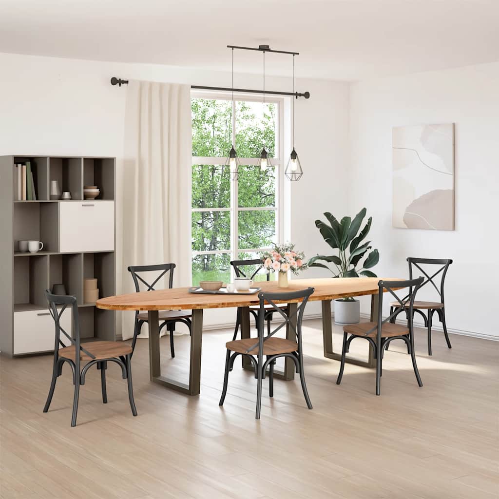Eettafel 320x120x74 cm ovaal massief eikenhout lichtbruin