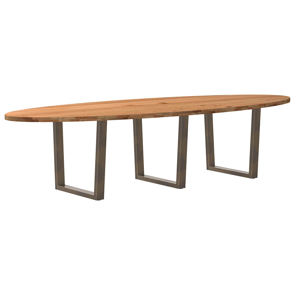 Eettafel 320x120x74 cm ovaal massief eikenhout lichtbruin