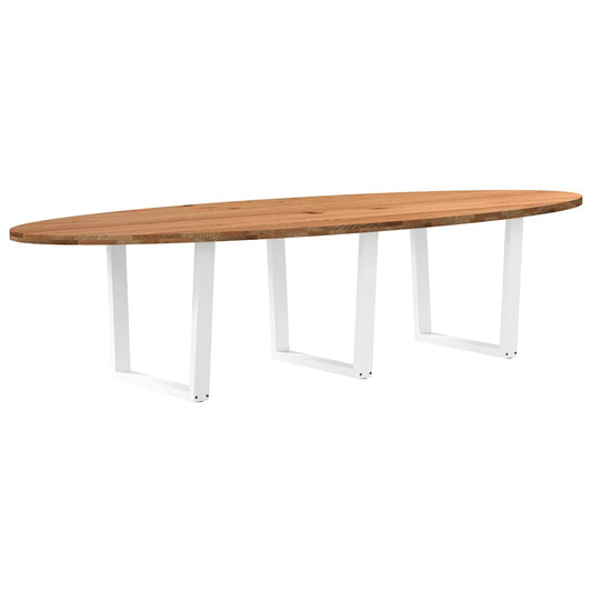Eettafel 320x120x74 cm ovaal massief eikenhout lichtbruin