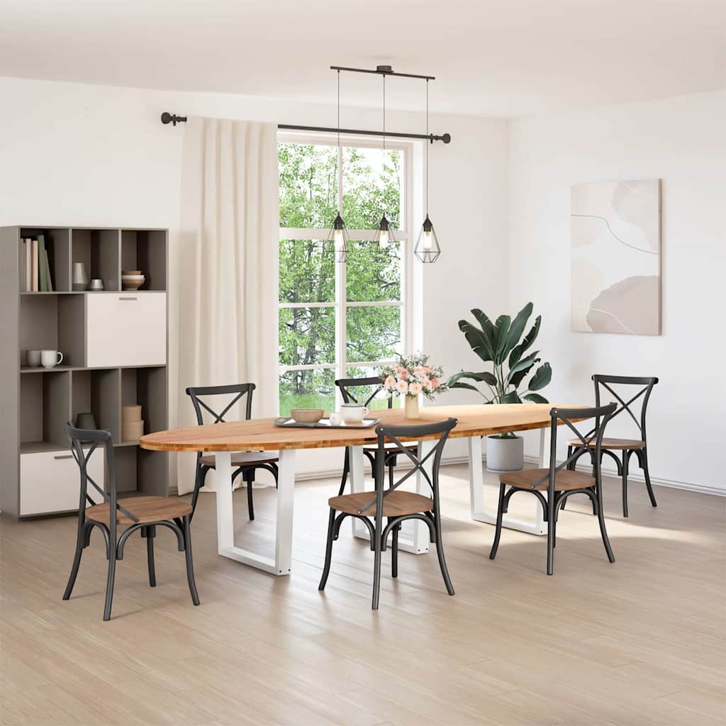 Eettafel 320x120x74 cm ovaal massief eikenhout lichtbruin