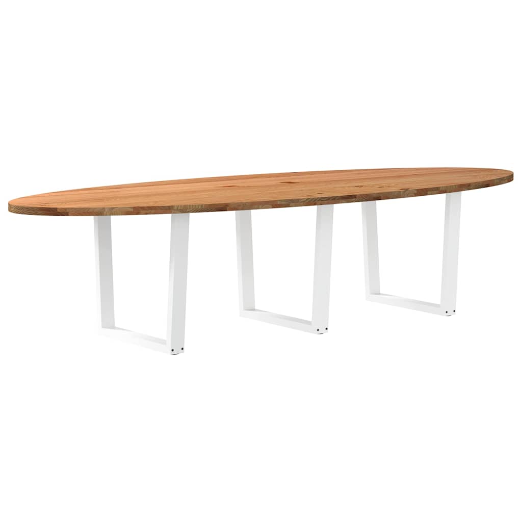 Eettafel 320x120x74 cm ovaal massief eikenhout lichtbruin