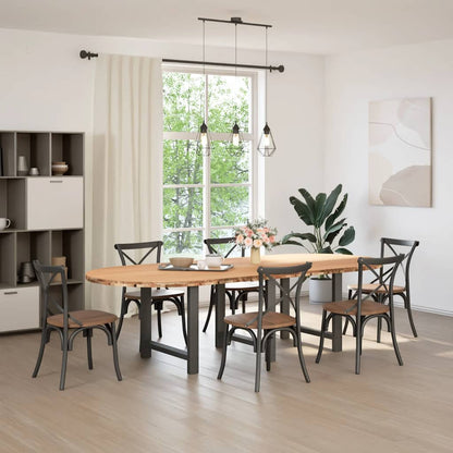 Eettafel 280x120x74 cm ovaal massief eikenhout lichtbruin