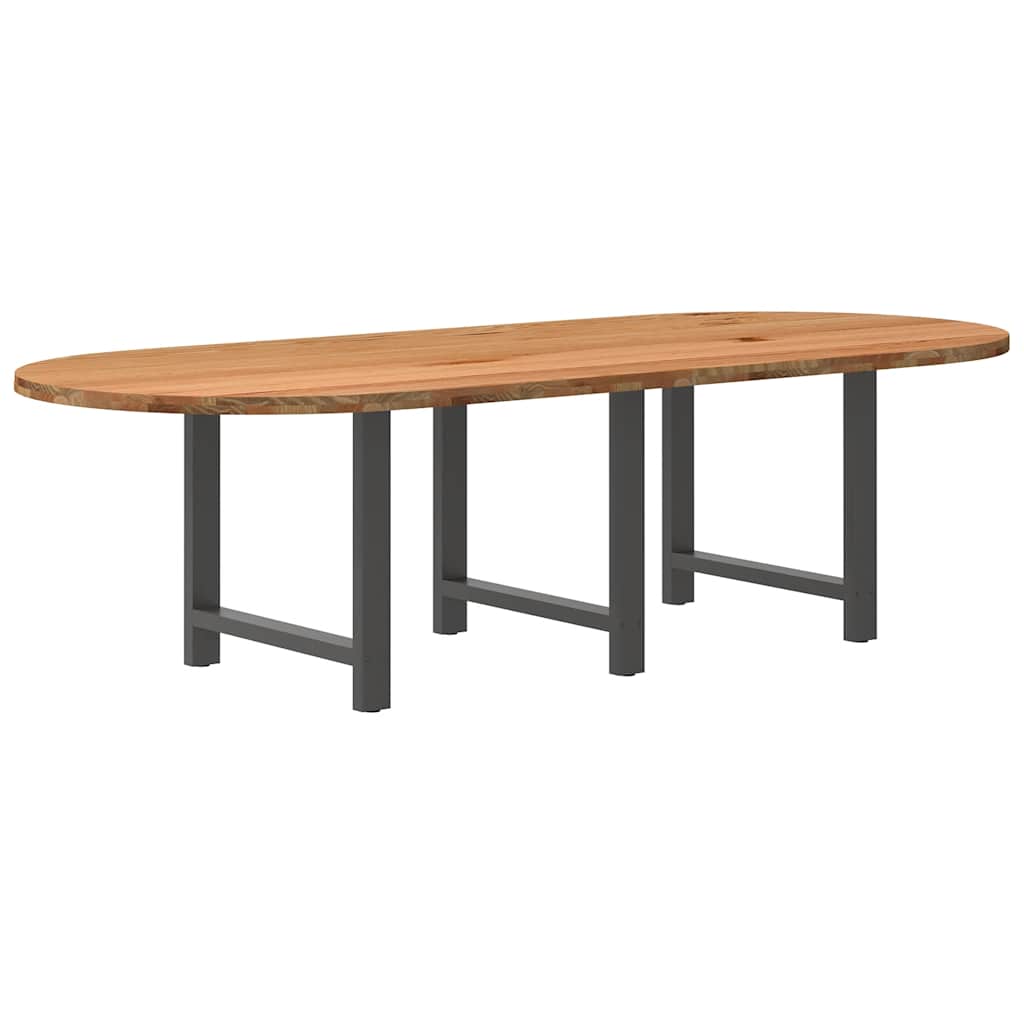 Eettafel 280x120x74 cm ovaal massief eikenhout lichtbruin
