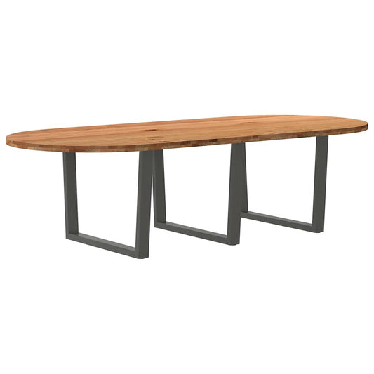 Eettafel 280x120x74 cm ovaal massief eikenhout lichtbruin