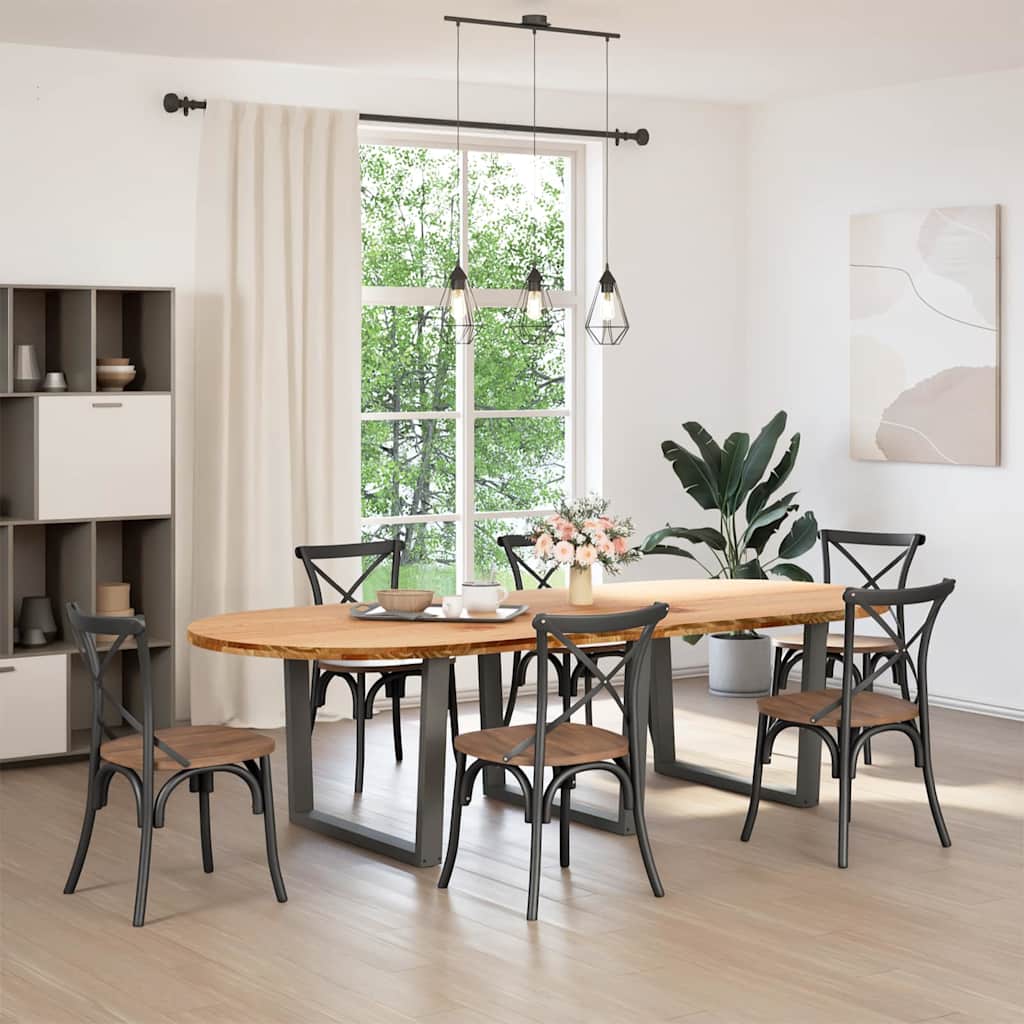 Eettafel 280x120x74 cm ovaal massief eikenhout lichtbruin