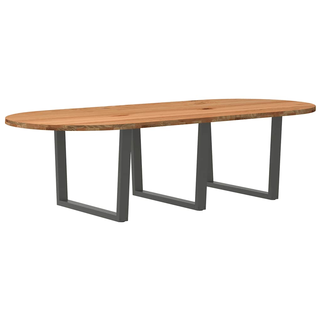 Eettafel 280x120x74 cm ovaal massief eikenhout lichtbruin