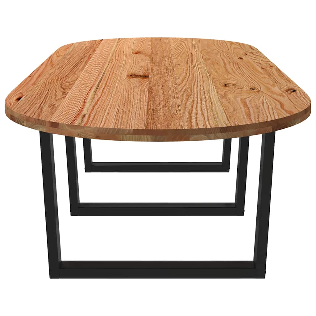 Eettafel 280x120x74 cm ovaal massief eikenhout lichtbruin