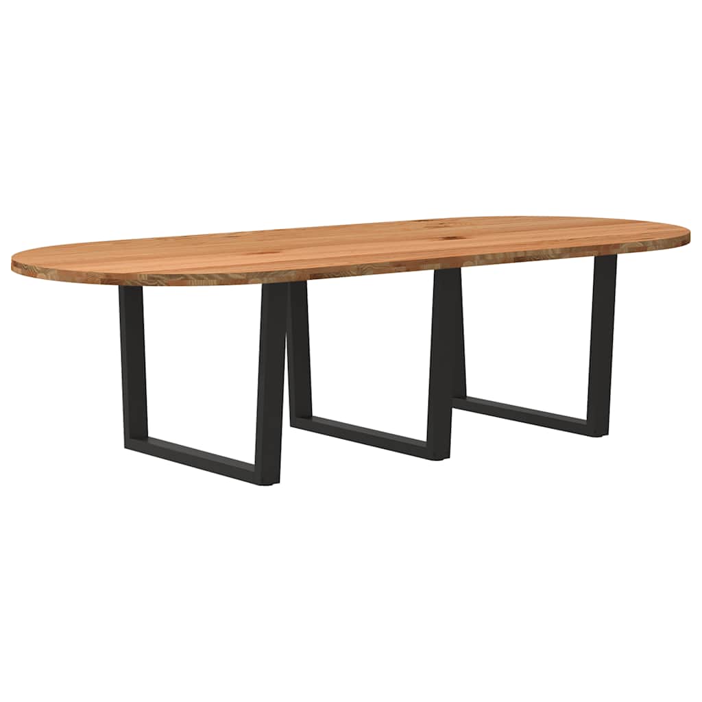 Eettafel 280x120x74 cm ovaal massief eikenhout lichtbruin