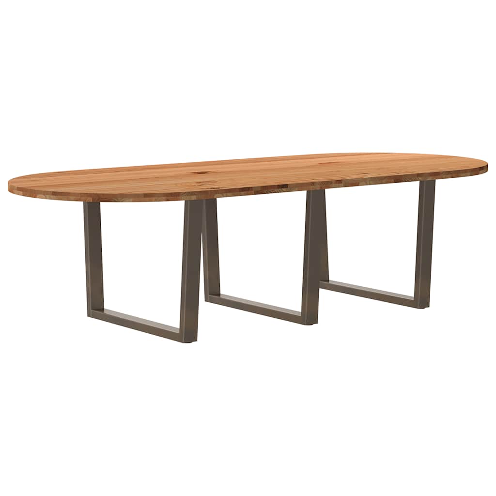 Eettafel 280x120x74 cm ovaal massief eikenhout lichtbruin