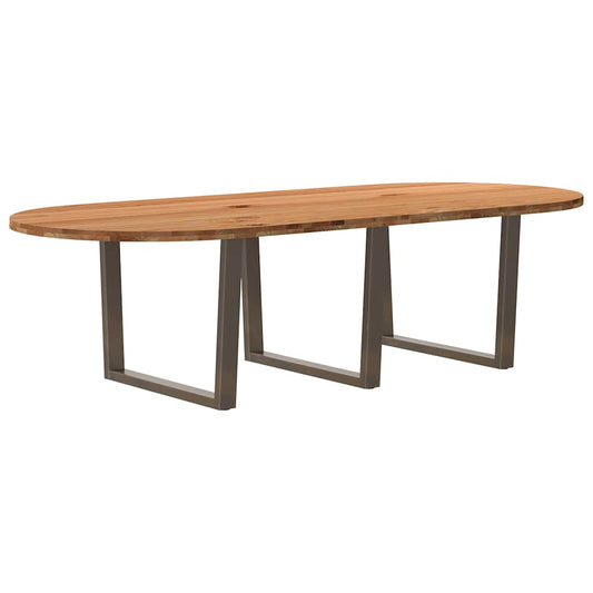 Eettafel 280x120x74 cm ovaal massief eikenhout lichtbruin
