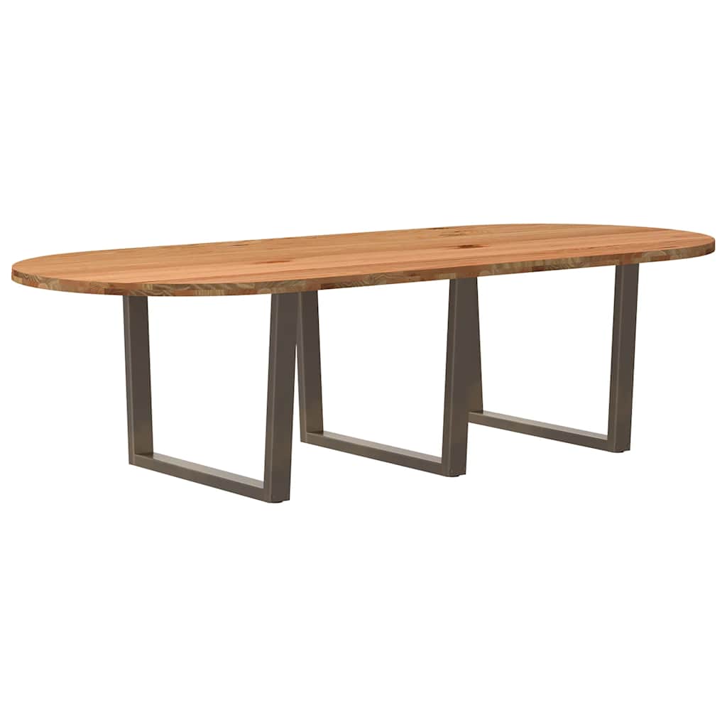Eettafel 280x120x74 cm ovaal massief eikenhout lichtbruin
