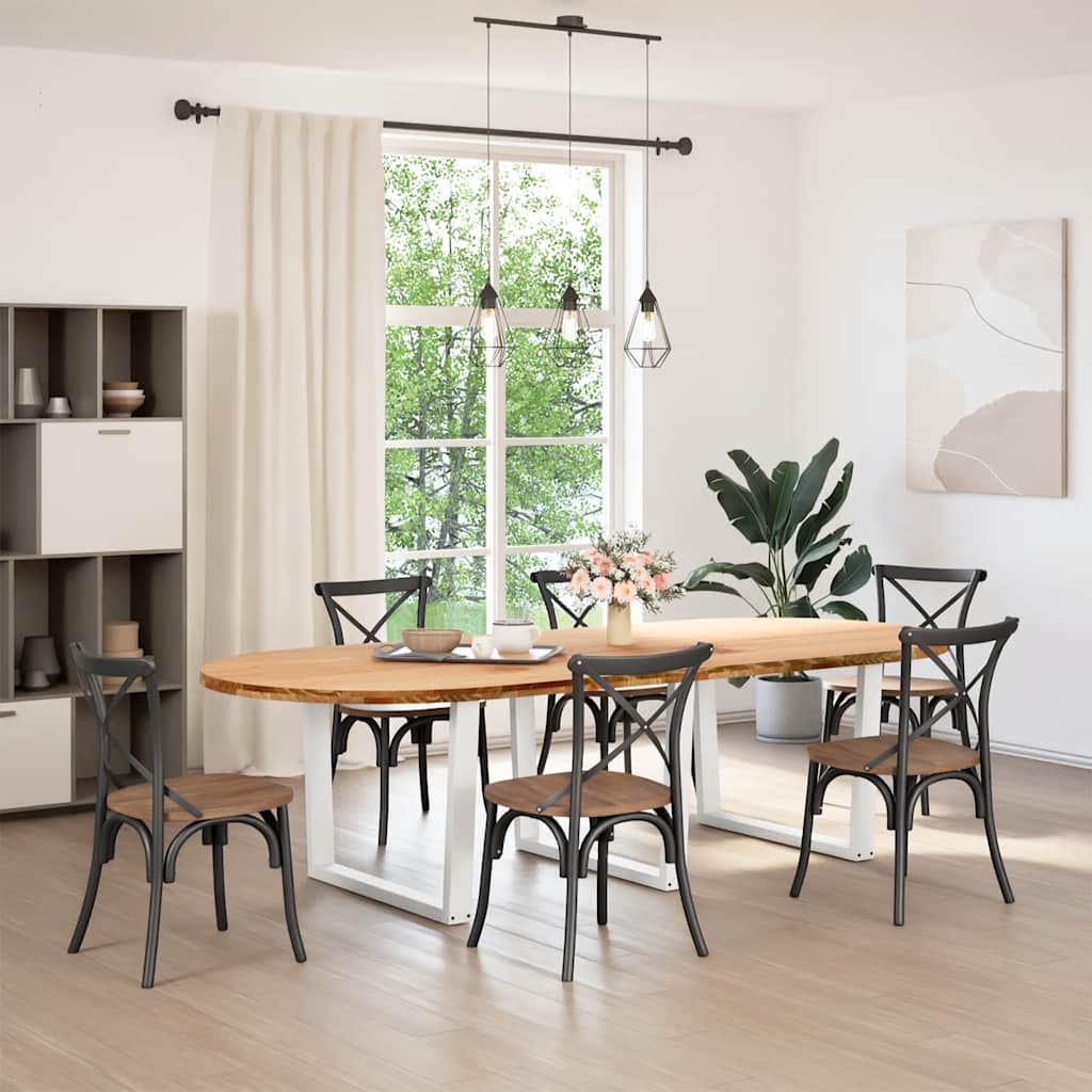 Eettafel 280x120x74 cm ovaal massief eikenhout lichtbruin