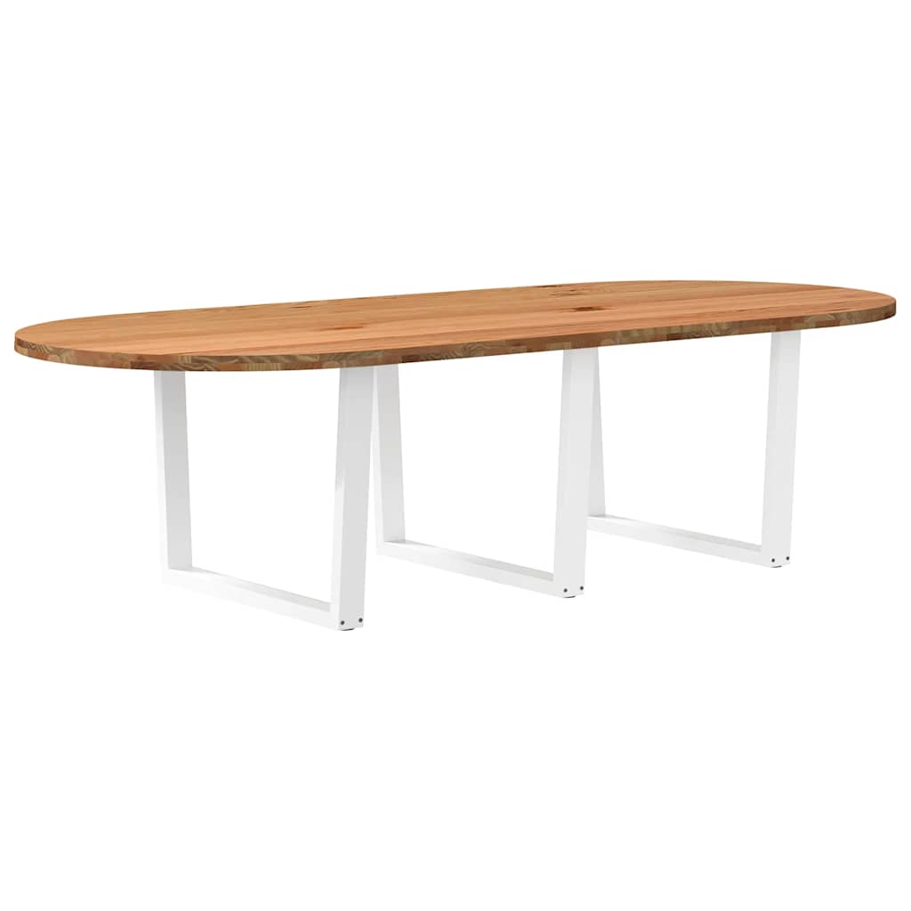 Eettafel 280x120x74 cm ovaal massief eikenhout lichtbruin