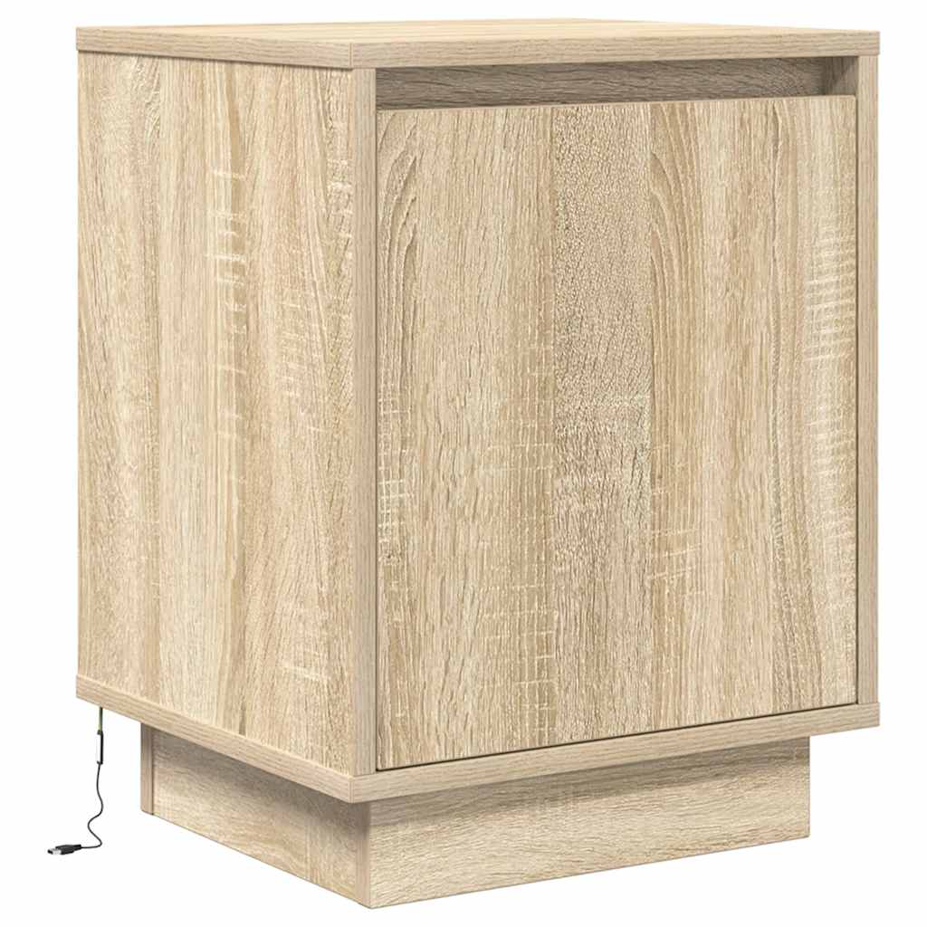Nachtkastje met led-verlichting 38x34x50 cm sonoma eikenkleurig