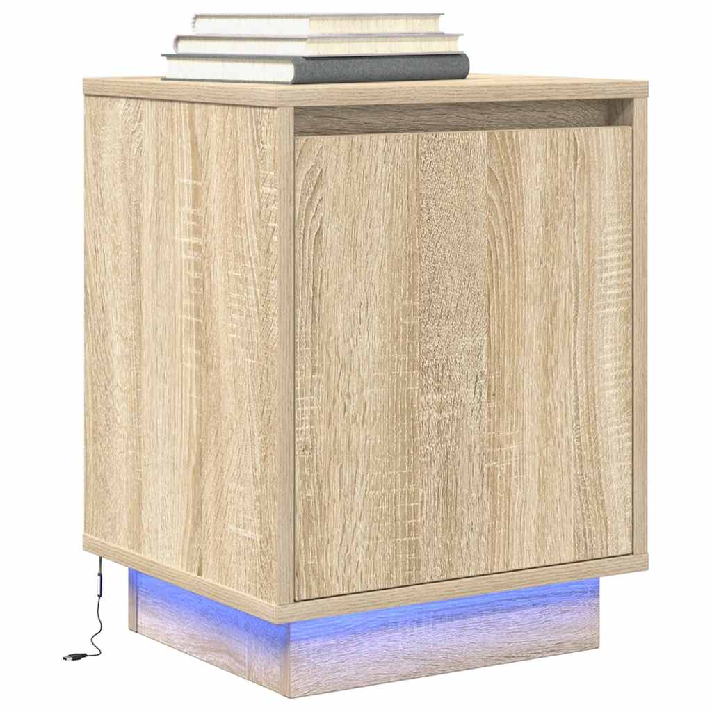 Nachtkastjes met led-verlichting 2 st Sonoma eikenkleurig