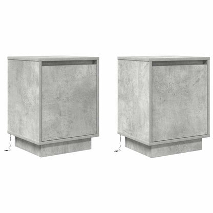Nachtkastjes met led-verlichting 2 st 38x34x50 cm betongrijs