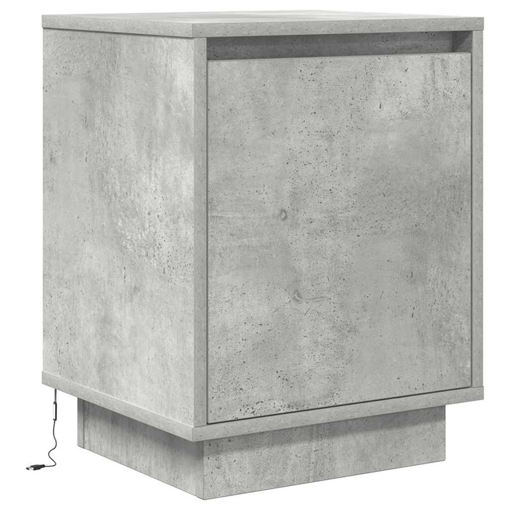 Nachtkastjes met led-verlichting 2 st 38x34x50 cm betongrijs