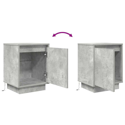Nachtkastjes met led-verlichting 2 st 38x34x50 cm betongrijs