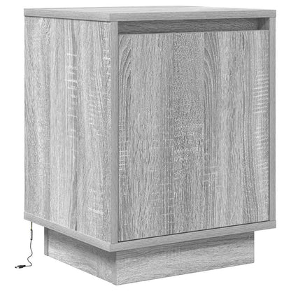 Nachtkastje met LED-verlichting 38x34x50 cm grijs sonoma