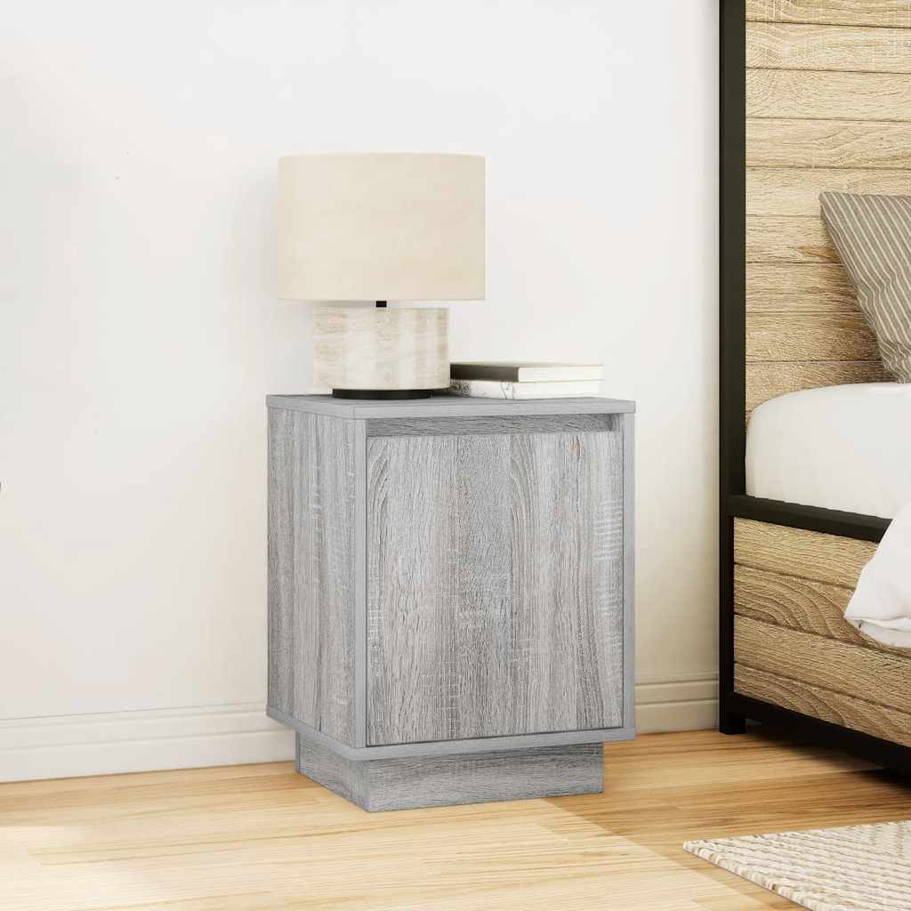 Nachtkastje met LED-verlichting 38x34x50 cm grijs sonoma