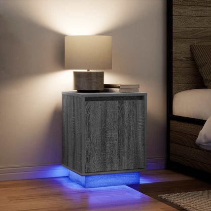 Nachtkastje met LED-verlichting 38x34x50 cm grijs sonoma