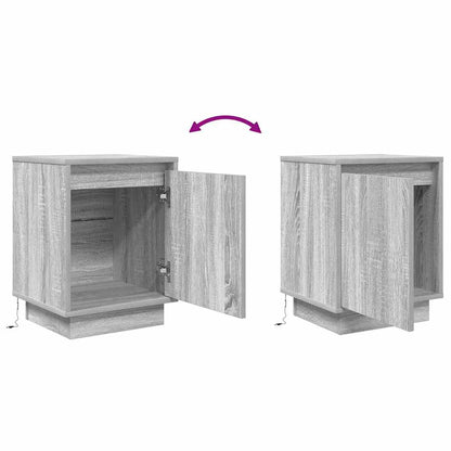 Nachtkastje met LED-verlichting 38x34x50 cm grijs sonoma