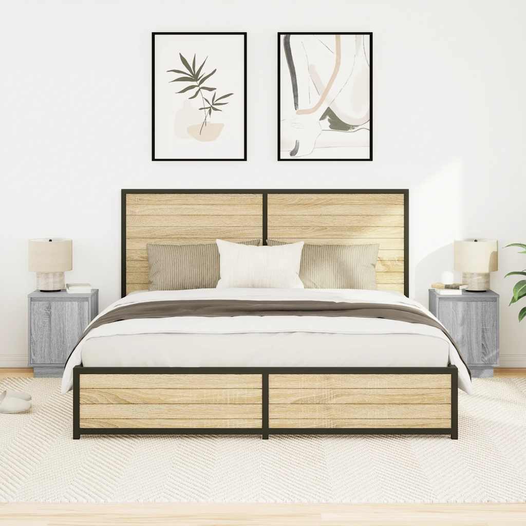 Nachtkastjes met led-verlichting 2 st 38x34x50 cm grijs sonoma