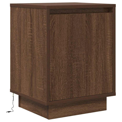 Nachtkastje met LED-verlichting 38x34x50 cm bruin eiken
