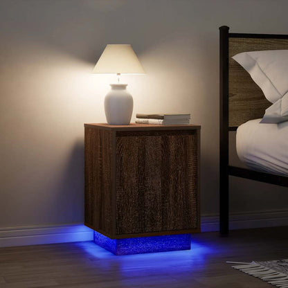 Nachtkastje met LED-verlichting 38x34x50 cm bruin eiken