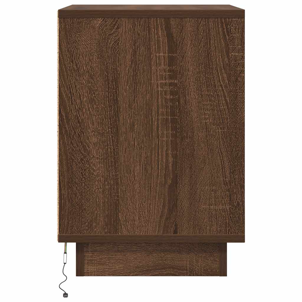 Nachtkastje met LED-verlichting 38x34x50 cm bruin eiken
