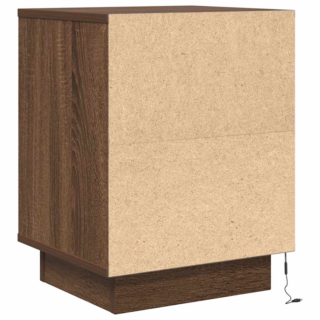 Nachtkastje met LED-verlichting 38x34x50 cm bruin eiken