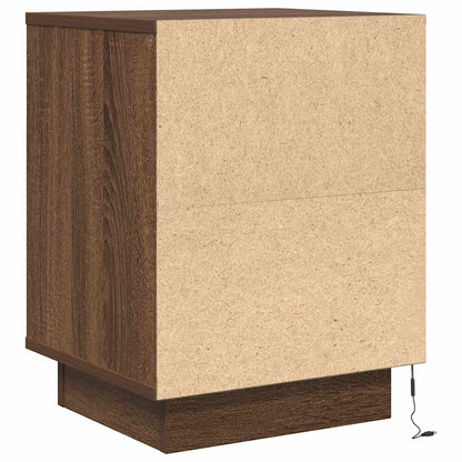Nachtkastje met LED-verlichting 38x34x50 cm bruin eiken